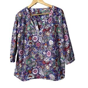 Talbots Popover Top Women Size X Petite Paisley Tunic *